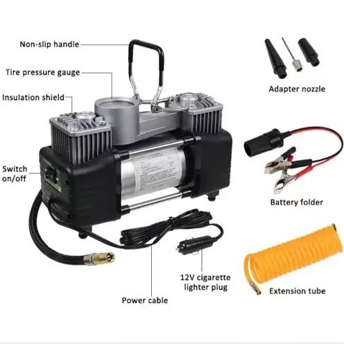 خرید کمپرسور و پمپ باد فندکی خودرو دو سیلندر